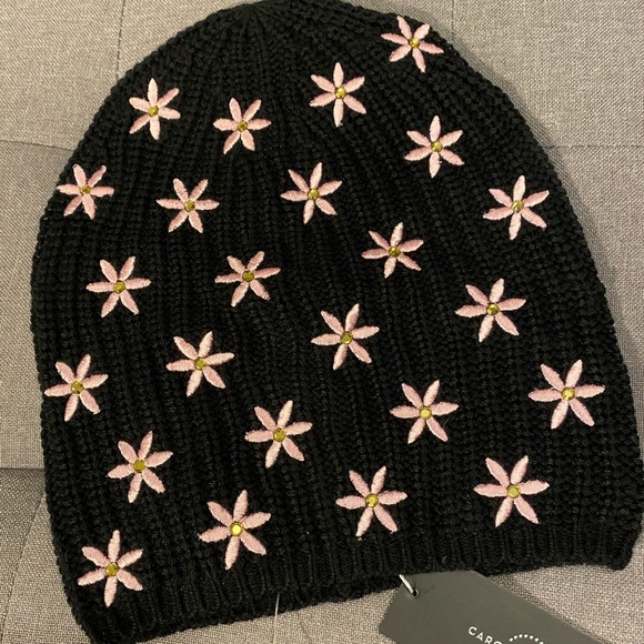 Carolyn Rowan Embroidered Floral Beanie #43 - Picture 2 of 3